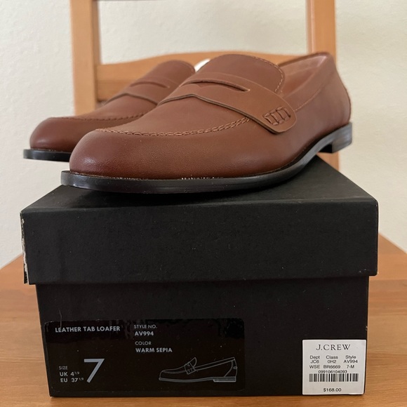 J.Crew Leather Tab Loafer Warm Sepia US 7 (EU 37 1/2) - Picture 1 of 3